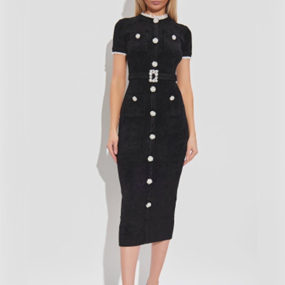 Self-Portrait Black Midi Dress